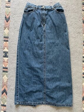 Vintage Blue Denim Maxi Skirt